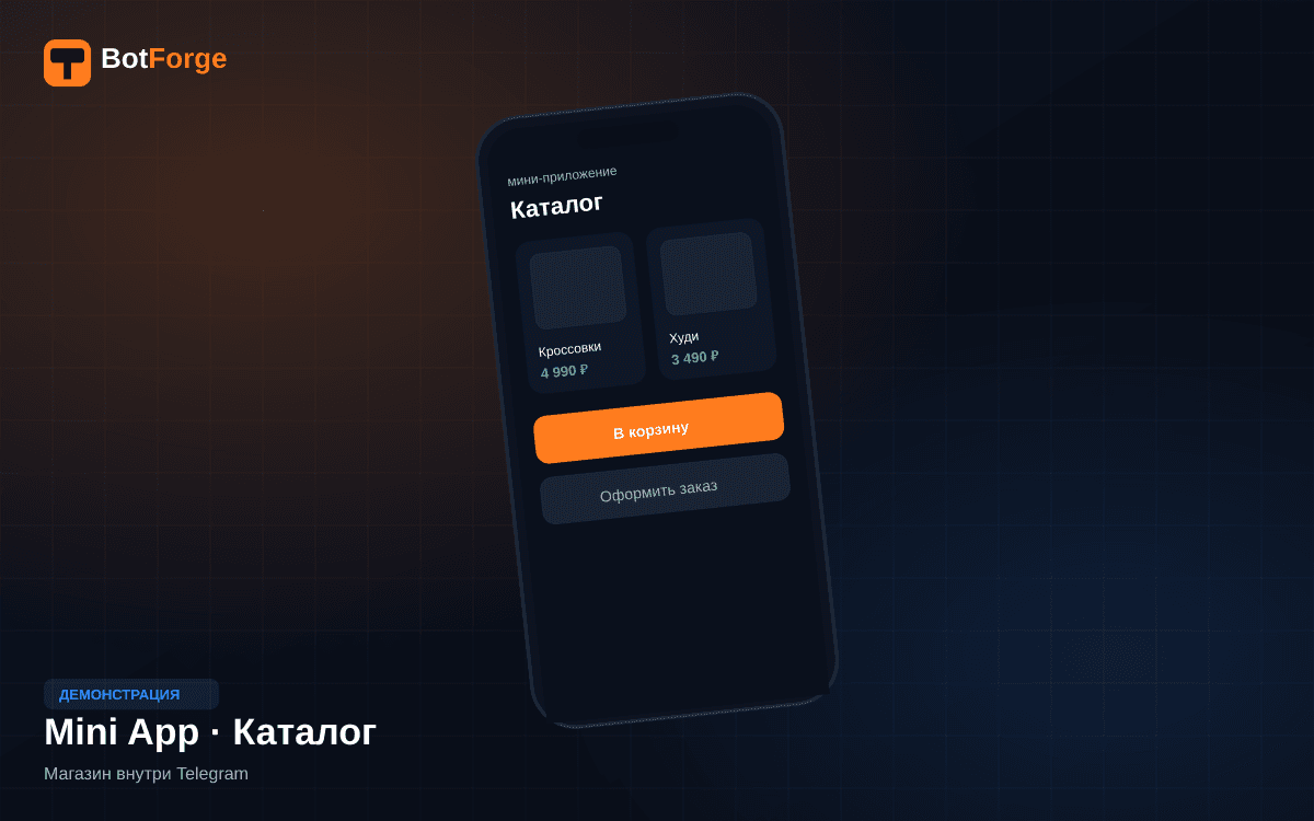 Обложка Telegram Mini App с каталогом